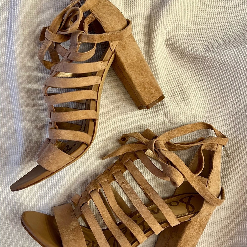 Sam Edelman Sz 9 Yarina Suede Gladiator Block Heel Sandals UEC - Picture 5 of 10